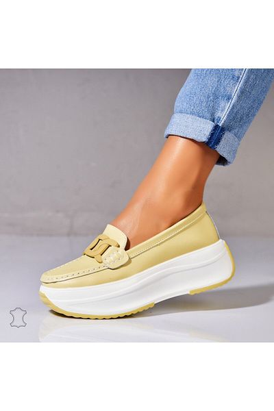 Joana Women's Moccasins Natural Leather Yellow Markai