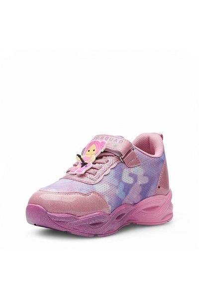 İmerShoes Adidași sport roz - Talpă argintie și șireturi din cauciuc cu pantofi casual pentru fete