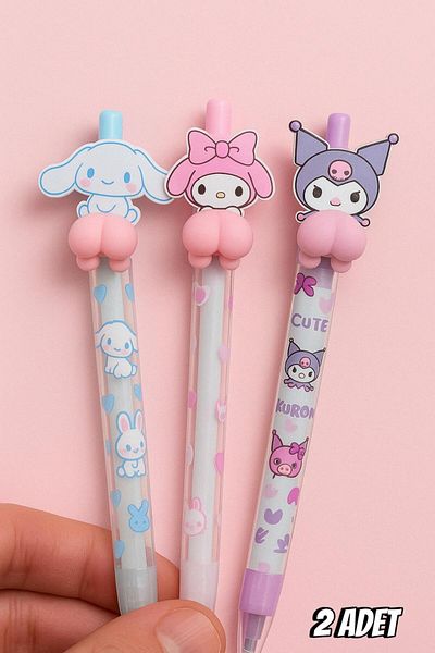 Bambus Home Figured Kuromi Sukushi Character Themed 0.7 Versatil Tip Pen Set 2 Pieces