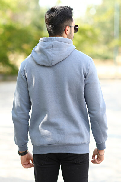 JB John Borners Σκούρο μπλε ανδρικό φούτερ με κουκούλα με τσέπες καγκουρό βαμβακερό μεγάλο μεγάλο φούτερ - 5281