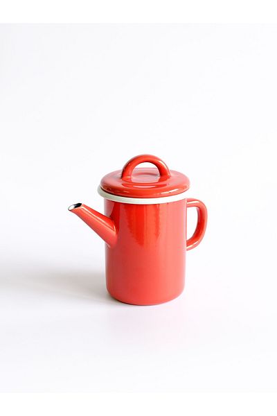 Elifle Enamel Cylinder Teapot 850 ml Red Tea Coffee Teapot