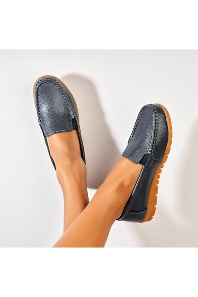 Joana Women's Loafers Natural Leather Gray Gena