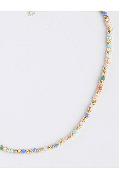 Jimmy Key Gold Color Shiny Stone Adjustable Necklace