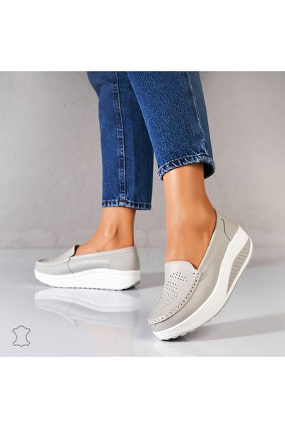 Joana Women's Loafers Natural Leather Gray Beatriz