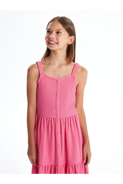 LC Waikiki Lcw Kids Pink Square Neck Girl's Dress