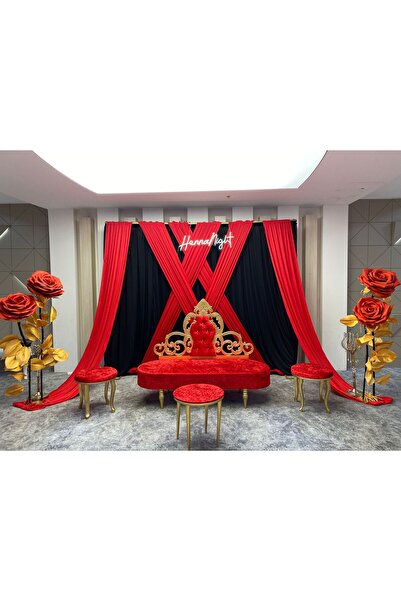 organizasyon outlet Kına Çapraz Perde - 300x400 CM ( Arka Fon Siyah + 6 Adet ...