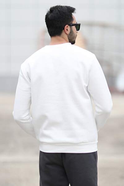 JB John Borners Ανδρικό φούτερ με λαιμόκοψη 3 κλωστών με στάμπα λευκό - 5012-1