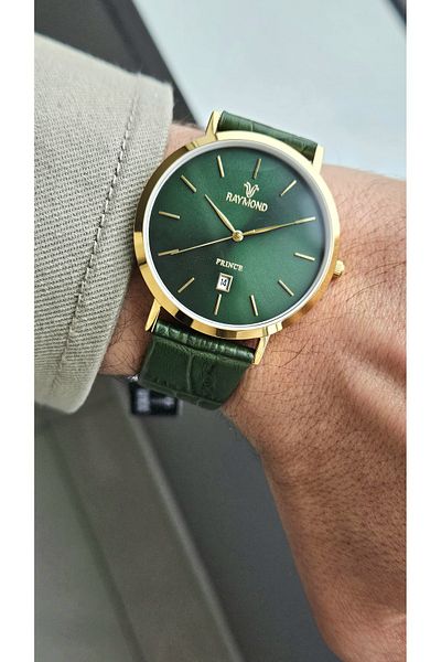 Raymond Rym-2230 Quartz Men's Classic Wristwatch - Steel Case and Leather Corrd - 2 Years Warranty