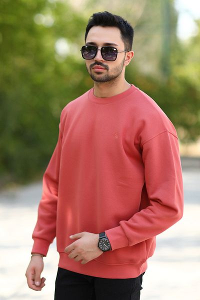 JB John Borners Men's Oversize Sweatshirt Brick Crew Neck Jb Embroidered 3 Thread Raised Cotton Blend - 5405