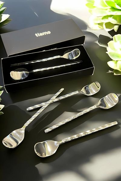 ÖzSa Home Set of 6 Stainless 18/10 Teaspoons Stainless Tarnish-Free Auger Presentation Spoon Steel Spoon 11 cm