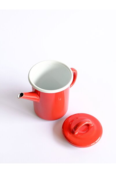 Elifle Enamel Cylinder Teapot 850 ml Red Tea Coffee Teapot