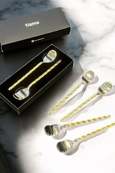 ÖzSa Home Set of 6 Stainless 18/10 Teaspoons Stainless Tarnish-Free Auger Presentation Spoon Steel Spoon 11 cm