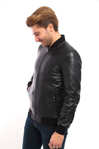 saremod Ανδρικό παλτό από γνήσιο δέρμα Slim Fit