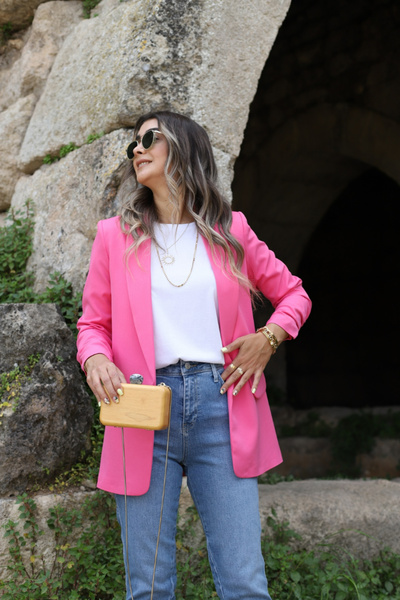 bytugcekaya Pembe Kol Büzgü Detay Blazer