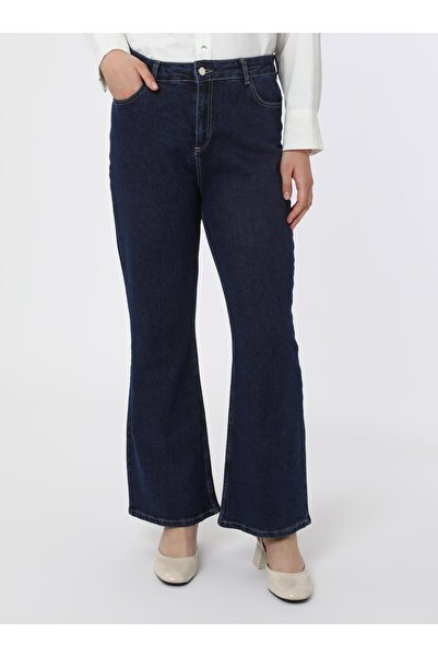 ALİA Pantaloni evazați din denim de mărime mare - Albastru închis - Alia