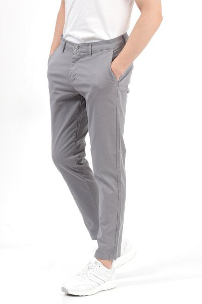 JB John Borners Men's Gray Regular Fit Lycra Cotton Chino Pants - 4200