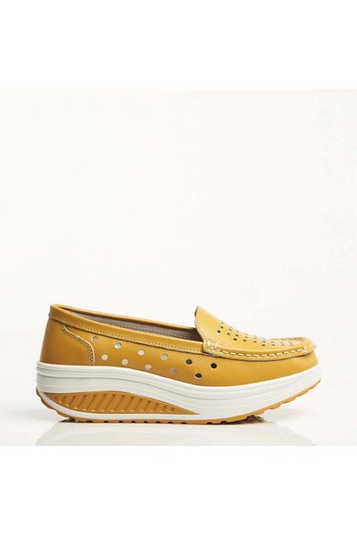 Joana Women's Moccasins Natural Leather Yellow Anzal