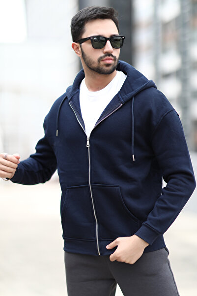 JB John Borners Hanorac pentru bărbați, cu glugă, cu fermoar, oversize, cu șn...