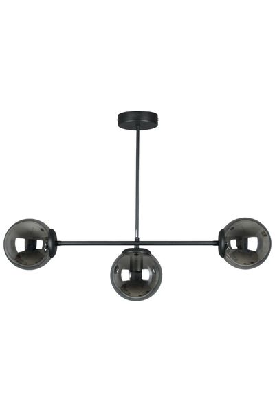 Fer Avize Neron Özel Tasarım Siyah Renk Globe Füme Camlı Salon - Mutfak - Yatak Odası 3'lü Avize