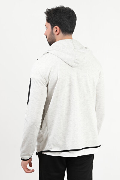 JB John Borners Мъжки суитшърт с цип и качулка, с прилепнал крой, Karmelange - 24K 078