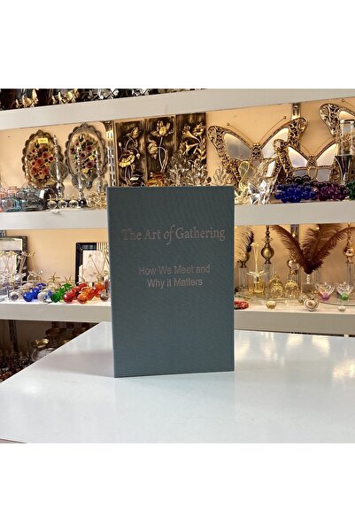 Gold home design Fabric Covered Decorative Book Box Blue Color