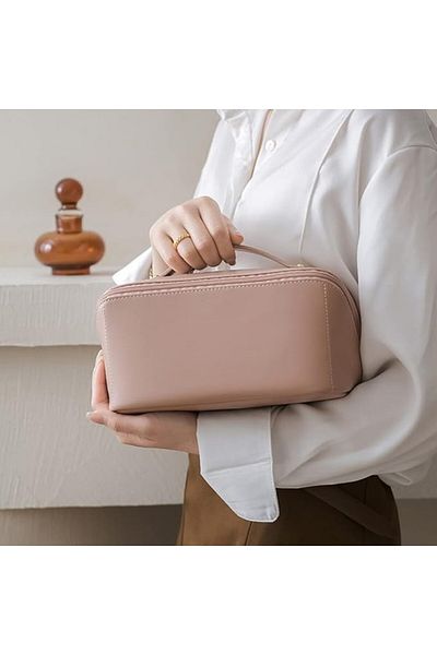 Flippy Geanta De Calatorie , Pentru Cosmetice, Portabila, Impermeabila, Din Piele Ecologica, Roz
