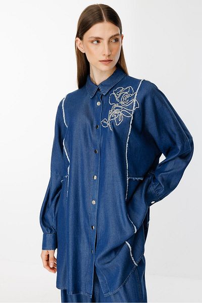 Ghisa Embroidery Detailed Suit Navy Blue