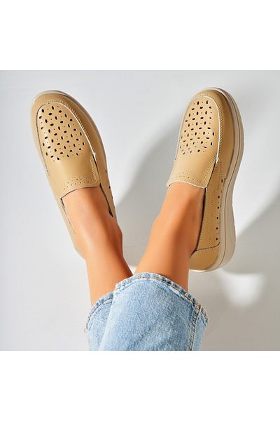 Joana Women's Loafers Natural Leather Beige Nazari