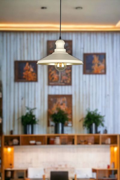 Fer Avize Azalea Modern Design - Cafe Kitchen Living Room Interior Cream and Gold Colored Metal Headboard Chandelier (Without Bulb)