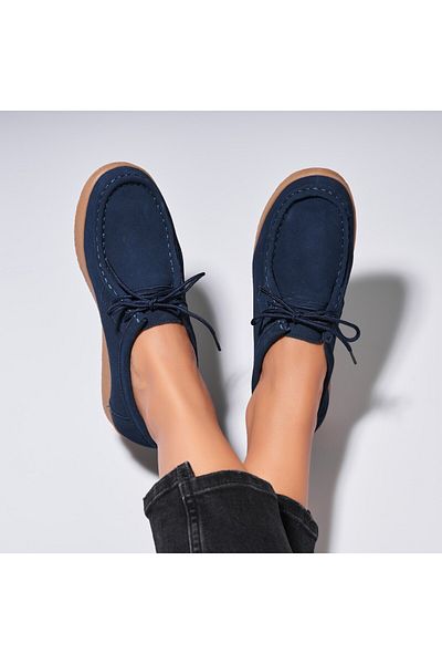 Joana Women's Loafers Natural Suede Leather Navy Blue Harla2