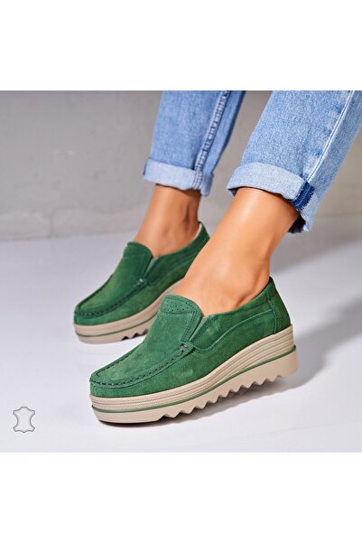 Joana Γυναικεία Μοκασίνια από Φυσικό Σουέτ, Πράσινο Sulma