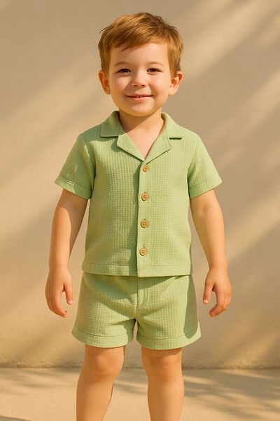 MİNYON BABY Waffle Fabric Shirt Bottom Top Set