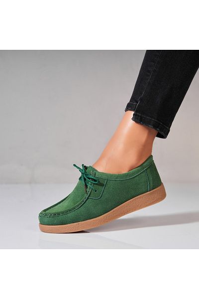 Joana Women's Loafers Natural Suede Green Harla2