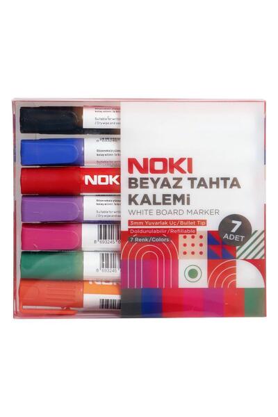 Noki 1664-p7 Yuvarlak Uçlu Beyaz Tahta Kalemi Seti 7 Adet - Karışık Renk