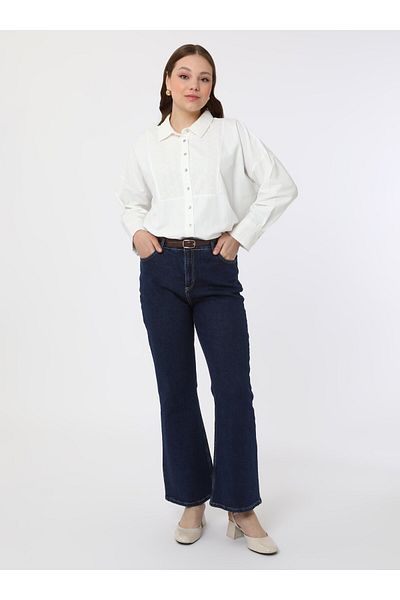 ALİA Pantaloni evazați din denim de mărime mare - Albastru închis - Alia
