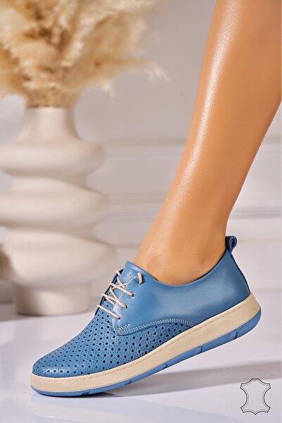 Joana Mocasini dama Piele Naturala Albastri Mazikeen