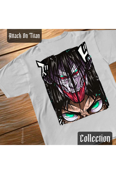 SHINOBIX Μπλουζάκι μεγάλου μεγέθους με στάμπα  "Attack On Titan Anime Eren Ye...
