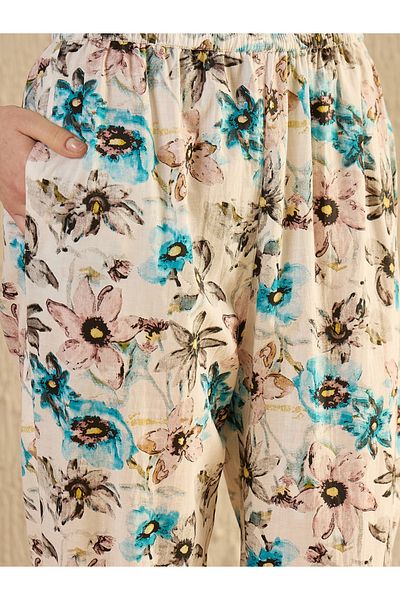 Sanskrutihomes By Styli Cotton Printed Round Neck Top and Pyjama Set