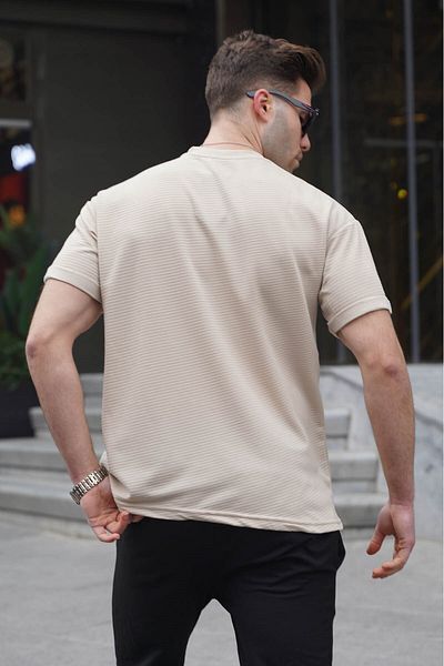 Madmext Μπεζ Lycra Basic Ανδρικό T-Shirt 6060