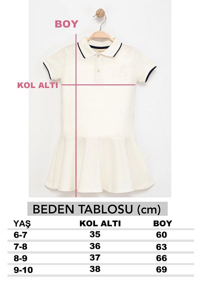 MK Mukko Kids Girl's Polo Neck Flared Ruffled Embroidered Cotton Summer Short Sleeve Dress