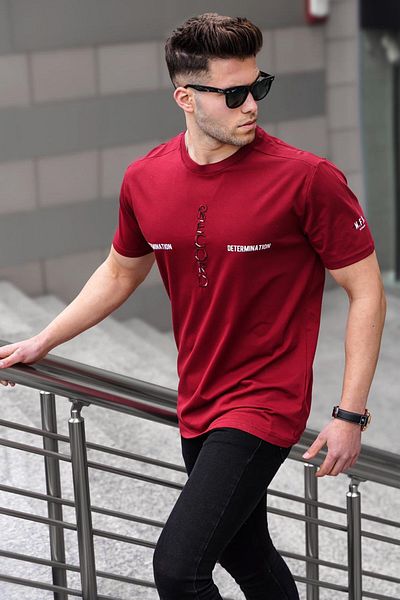 Madmext Ανδρικό εμπριμέ Claret Red T-shirt 5395