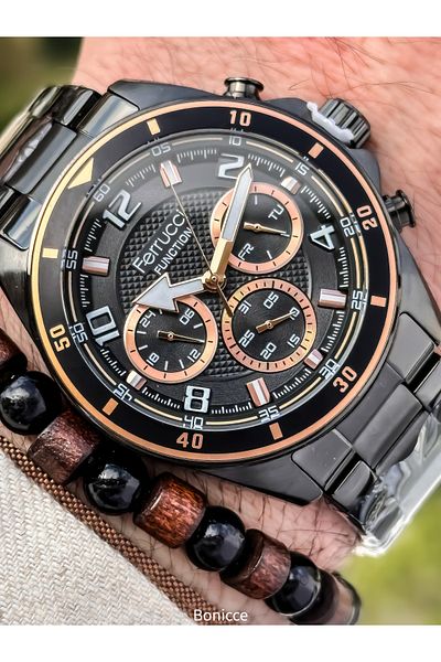 Ferrucci Smoked Color, Functions Active, Steel Cord, Vip Series Men's Wristwatch Bracelet Gift