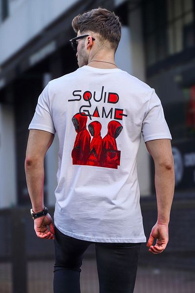 Madmext Ανδρικό εμπριμέ λευκό T-shirt 5383