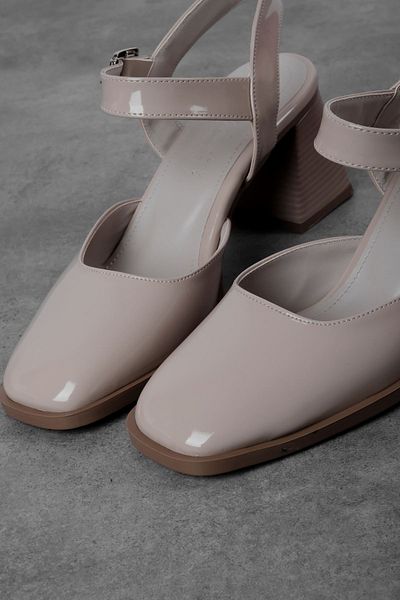 Lal Shoes & Bags Breda Women's Ankle Strap Buckle Detailed Blunt Toe Heeled Shoes - Patent Leather Cream