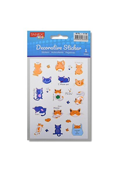 Tanex Kids Sticker Sevimli Kedi 25 Parça (STL-119)
