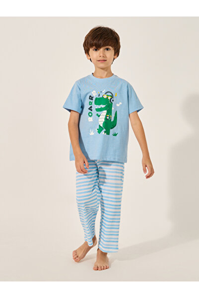 Styli Graphic Printed T-Shirt and Striped Pyjama Set