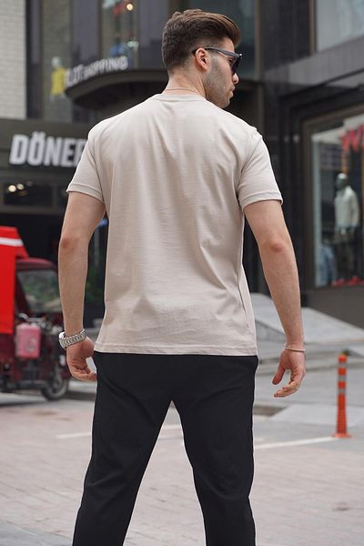 Madmext Steinfarbenes Basic-Herren-T-Shirt mit normaler Passform 6131