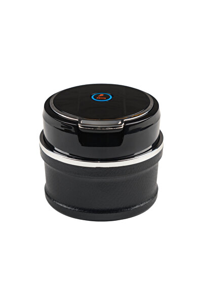 Mega Oto Market Araç İçi Mavi Işıklı Porselen Küllük Bardaklıklı Krom Renk Havalandırma Tip Kapaklı Mavi Renk Işıklı