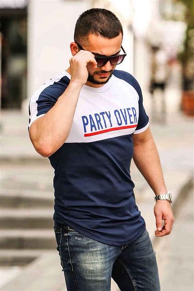 Madmext Μπλουζάκι εμπριμέ Navy Blue 4027
