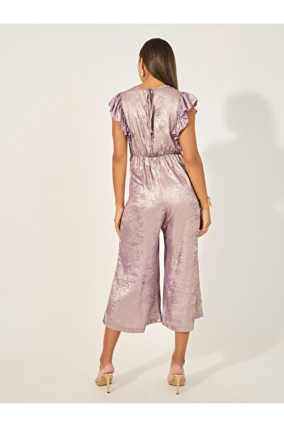 Styli Shimmer Ruffle Sleeves Wide Leg Jumpsuit